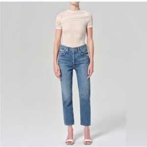 Agolde Straight Leg Jeans in Medium Blue Wash